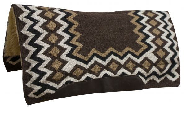 Showman Contoured Cutter Style Wool Top Saddle Pad with Diamond Pattern