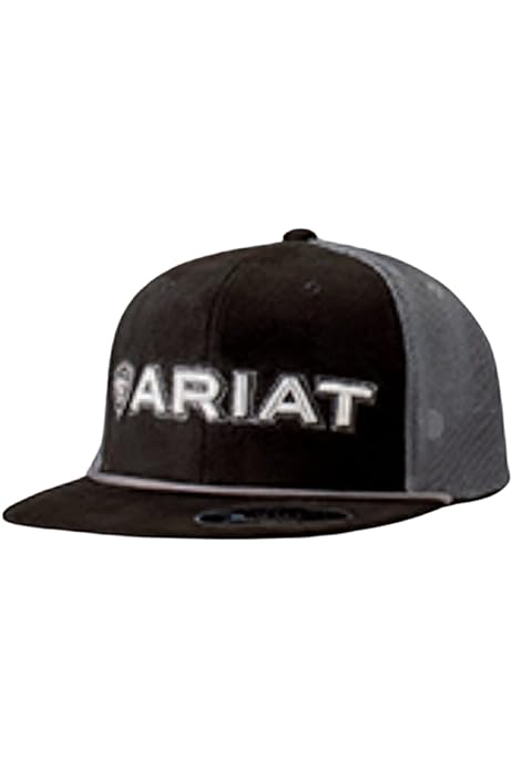 Ariat Uni Cap Flexfit110 Mesh Snap Back Roughout Braided Bill Black/Grey - Clearance