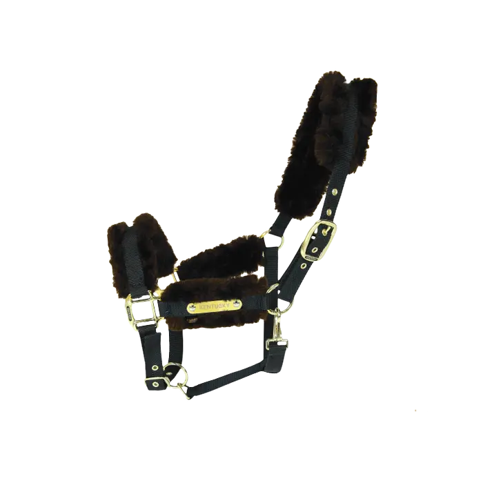 Kentucky Nylon Sheepskin Halter Brown Full