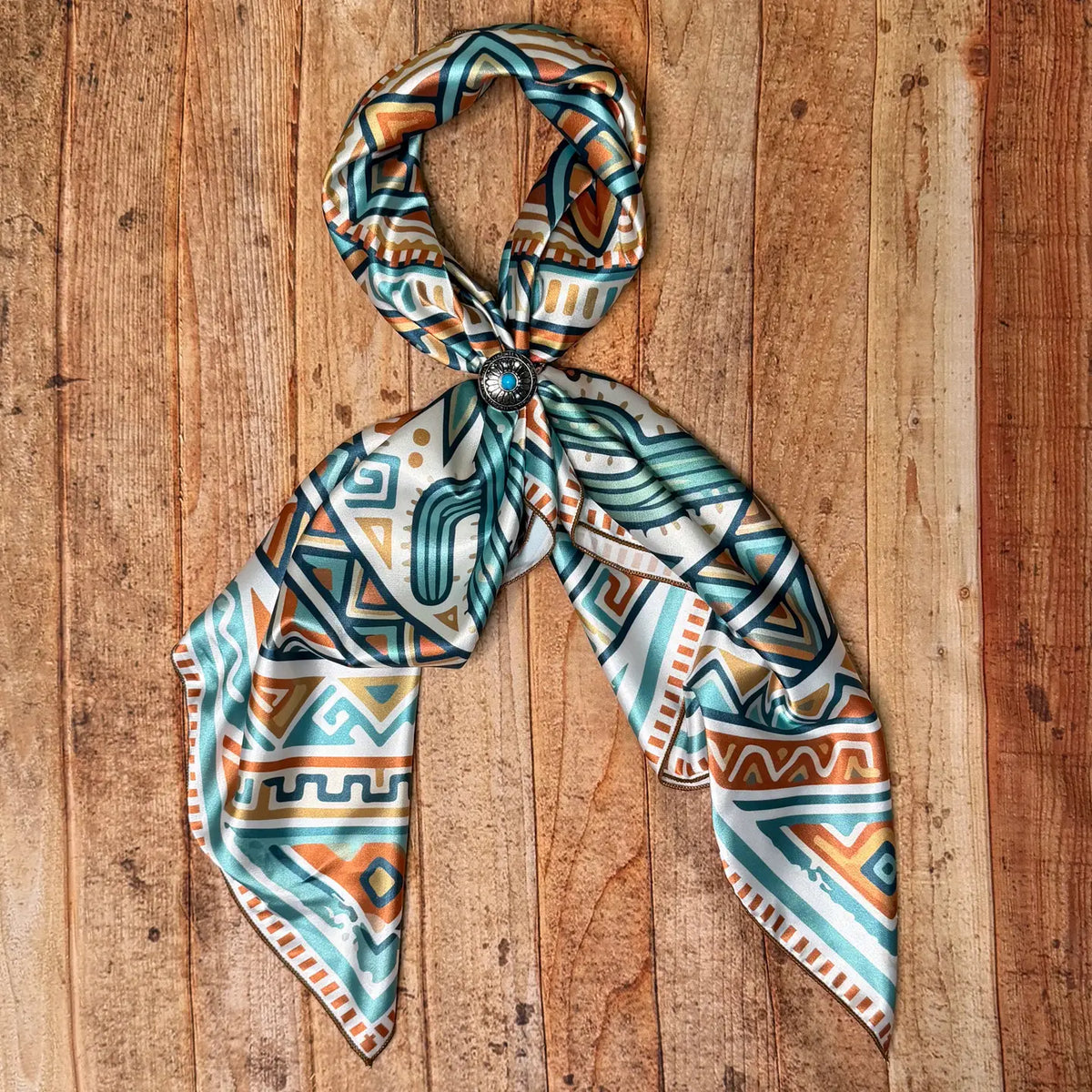 Aztec Cacti Print Silk Wild Rag