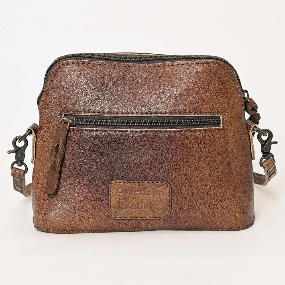 American Darling Western Tooled Leather Crossbody with Longhorn Design