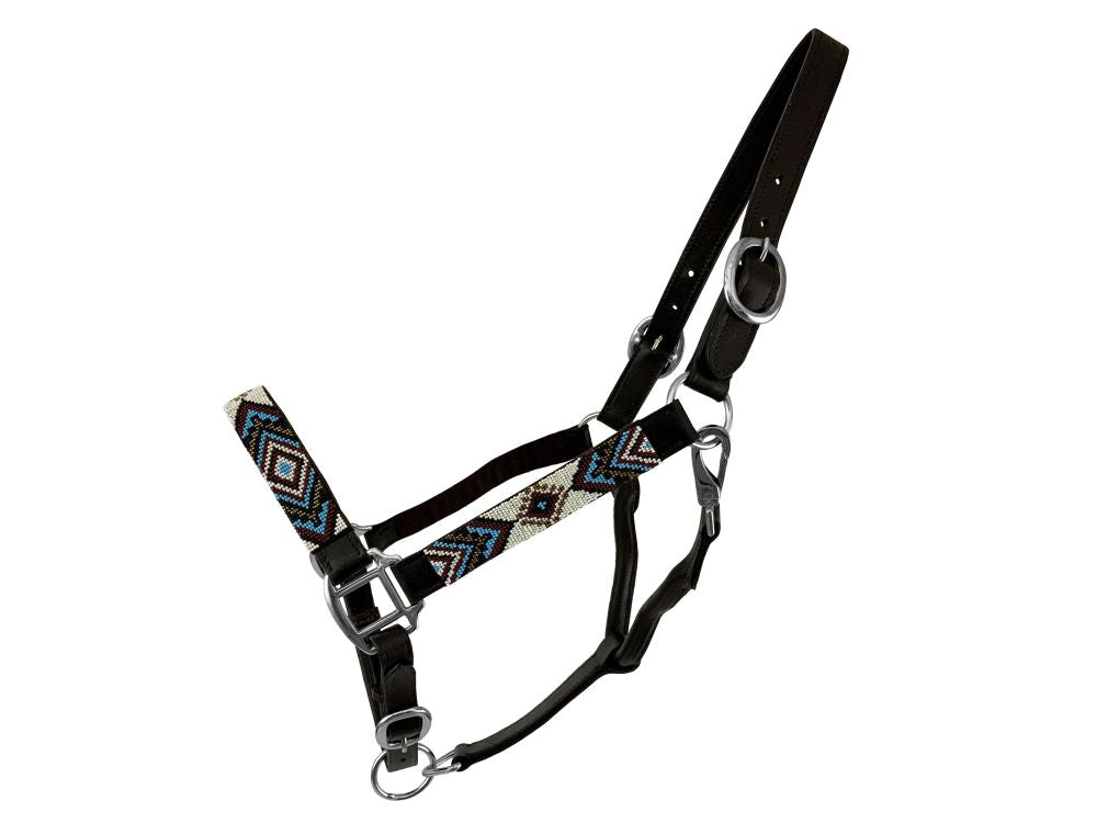 Showman Leather Halter with Beaded Overlay