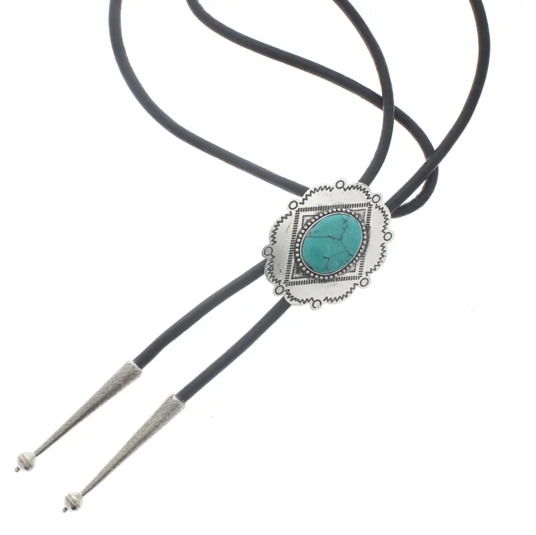 Southwestern Turquoise Bolo Tie Black