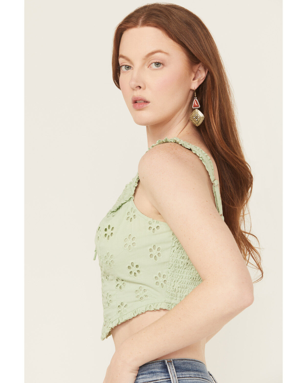 Rock and Roll Denim Wmns Sleeveless Eyelet Corset Top