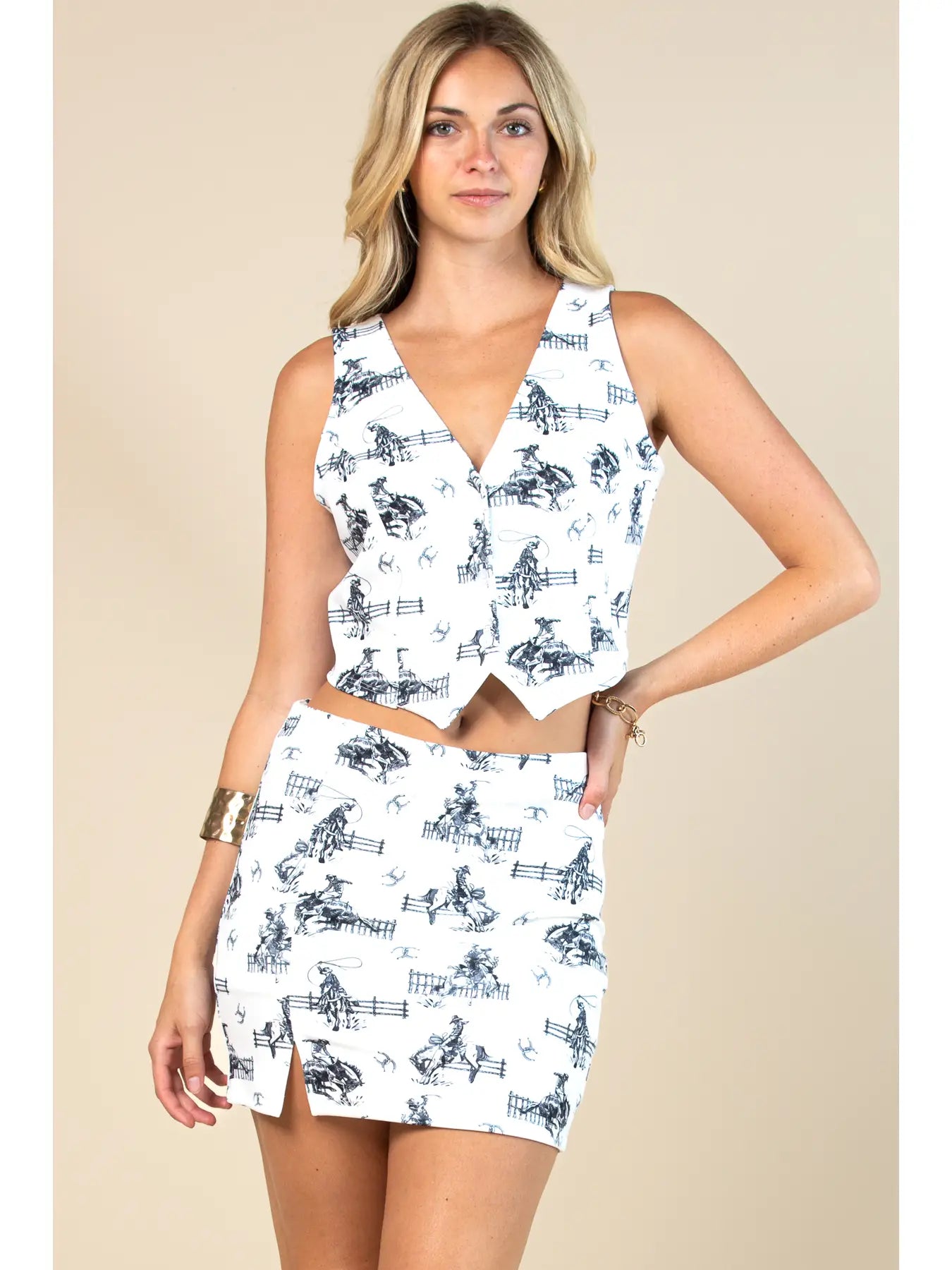 West Wild Rodeo Print Vest Top