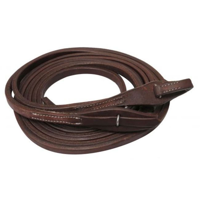 Showman 8ft x 5/8in Oiled Harness Leather Split Reins with Quick Change Bit Loops