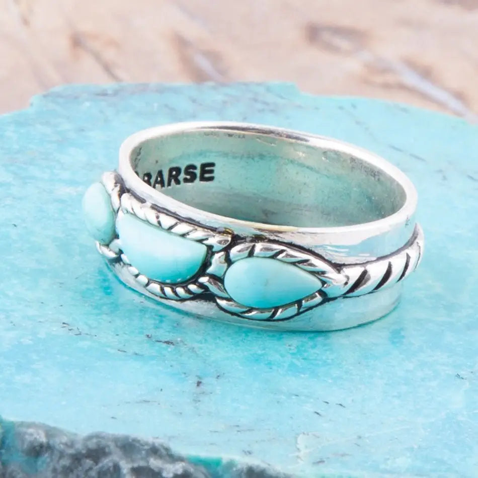 Triple Stone Simplicity Turquoise and Sterling Silver Ring