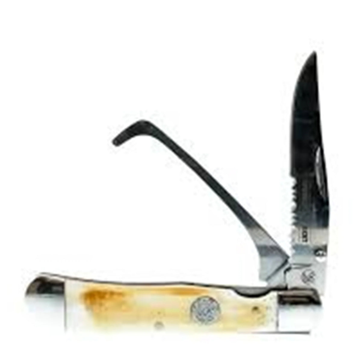 Whiskey Bent Trapper Pocket Knife and Hoof Pick with Clip Burnt Bone