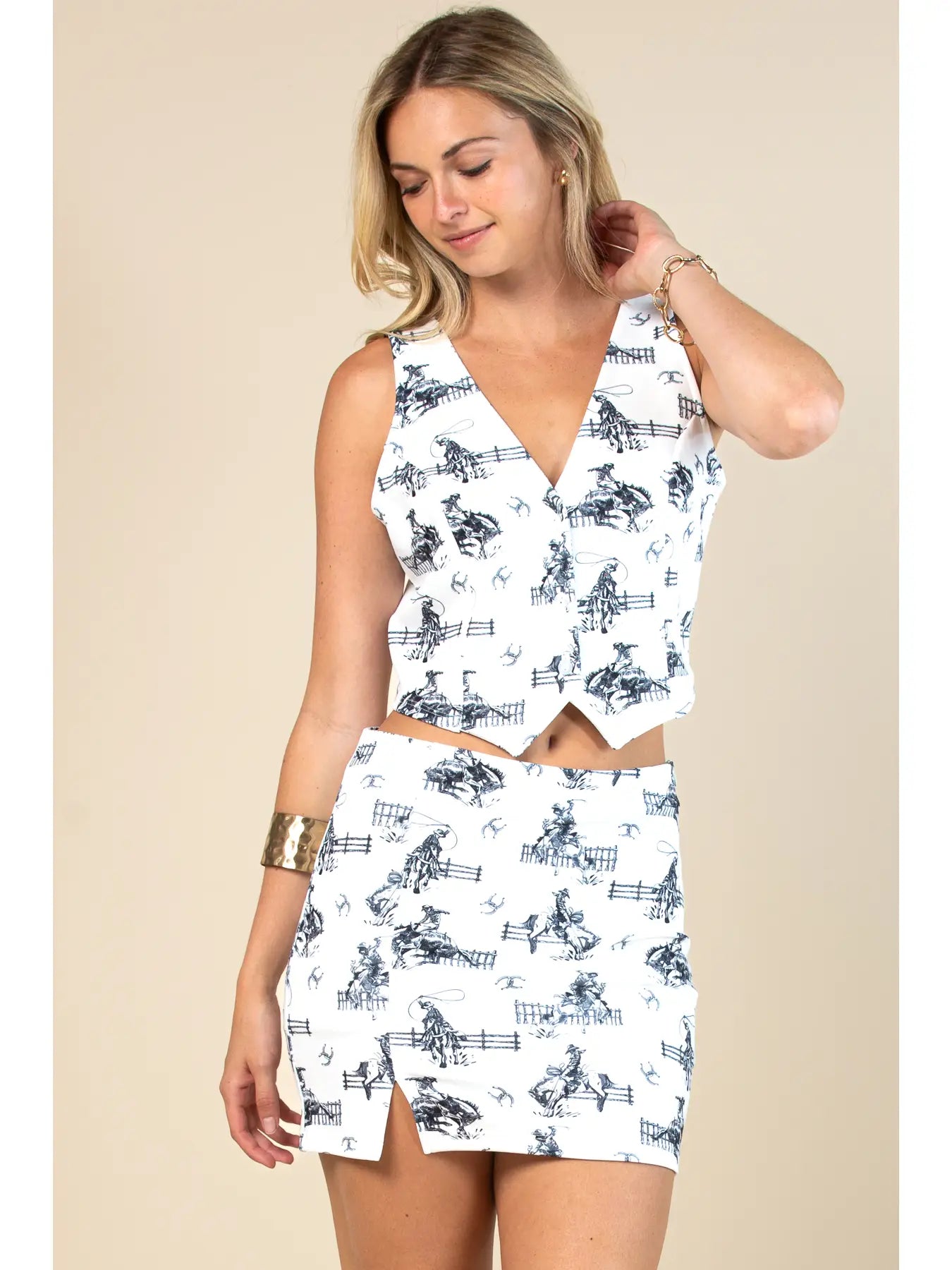 West Wild Rodeo Print Vest Top