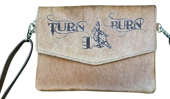 Klassy Cowgirl Hair on Cowhide Crossbody Bag Turn and Burn