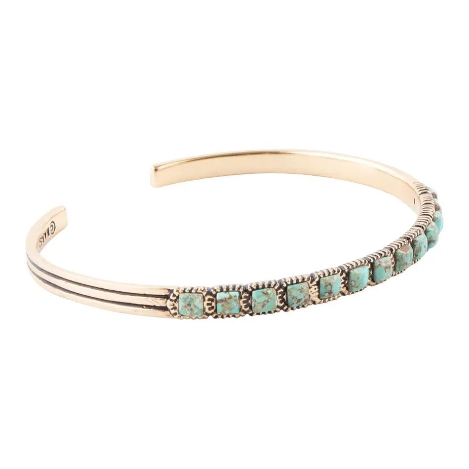In Line Turquoise and Bronze Cuff Bracelet
