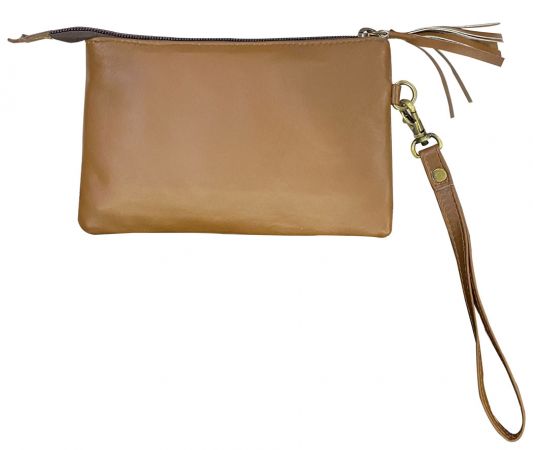 Klassy Cowgirl Genuine Leather Clutch Wristlet with Floral Tooling Accent
