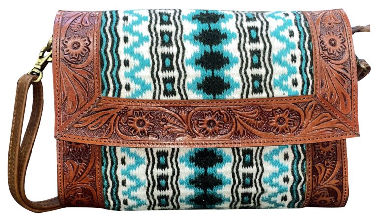 Klassy Cowgirl Tooled Leather and Wool Saddle Blanket