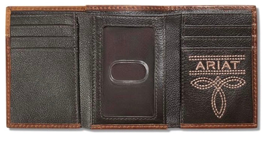 Ariat Mns Boot Stitch Trifold Wallet Brown