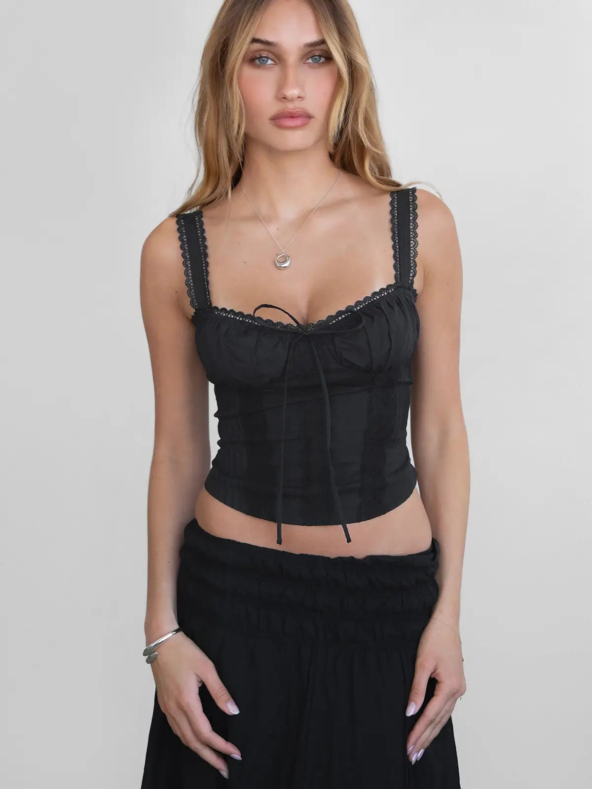 Tilla Sweetheart Neckline with Lace Trim Milkmaid Corset Top