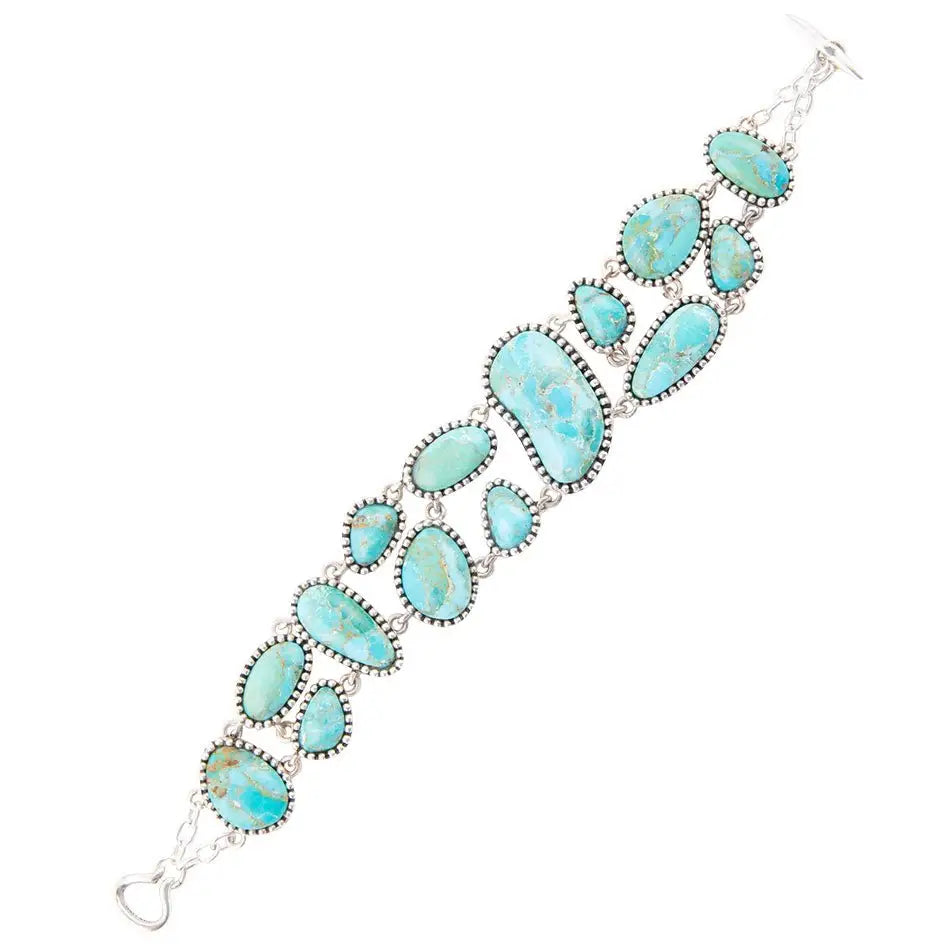Refined Blue Turquoise Silver Link Bracelet | Giftware - Jewellery | Saddleworld Ipswich