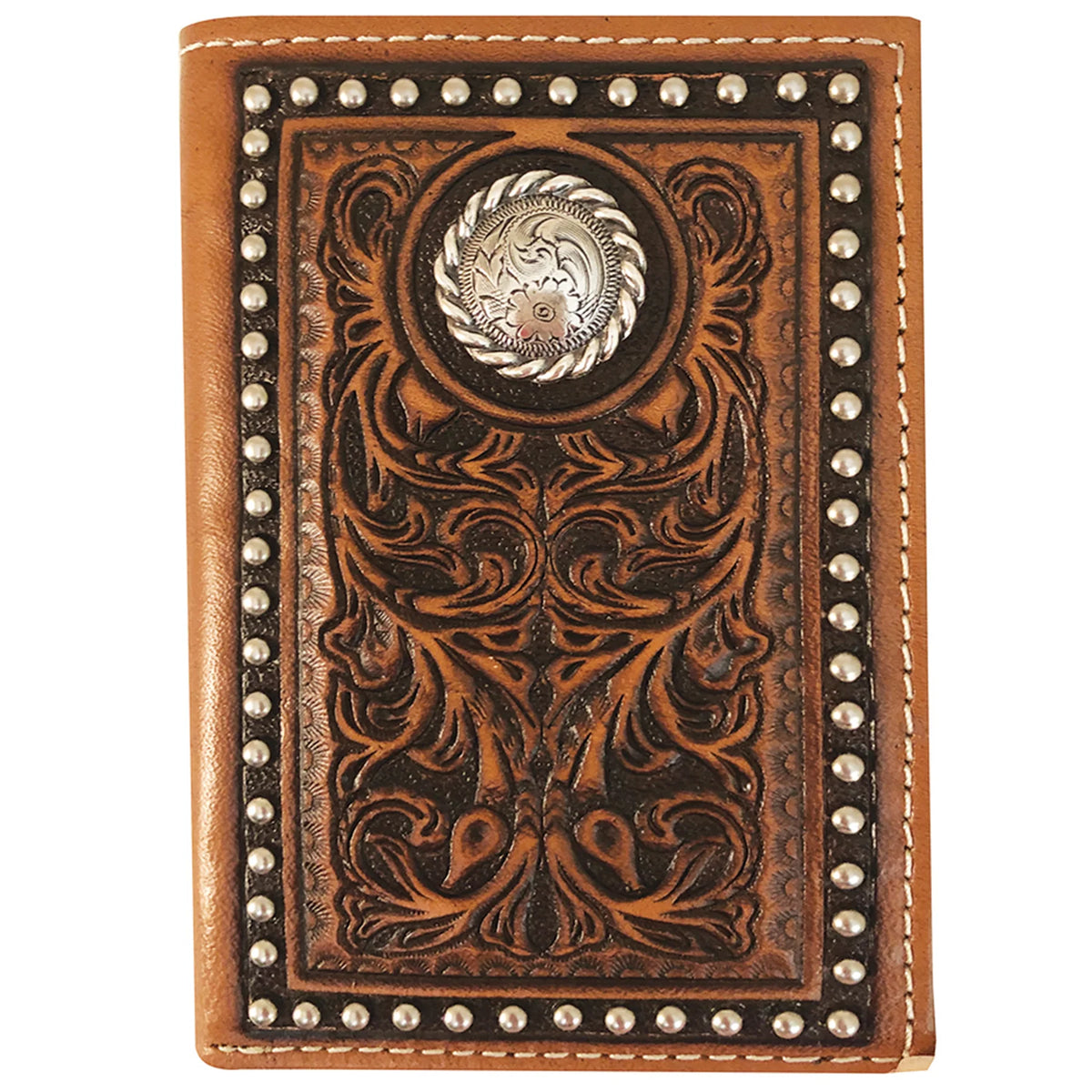 Roper Wallet - Tri-Fold Tooled Yoke Brown