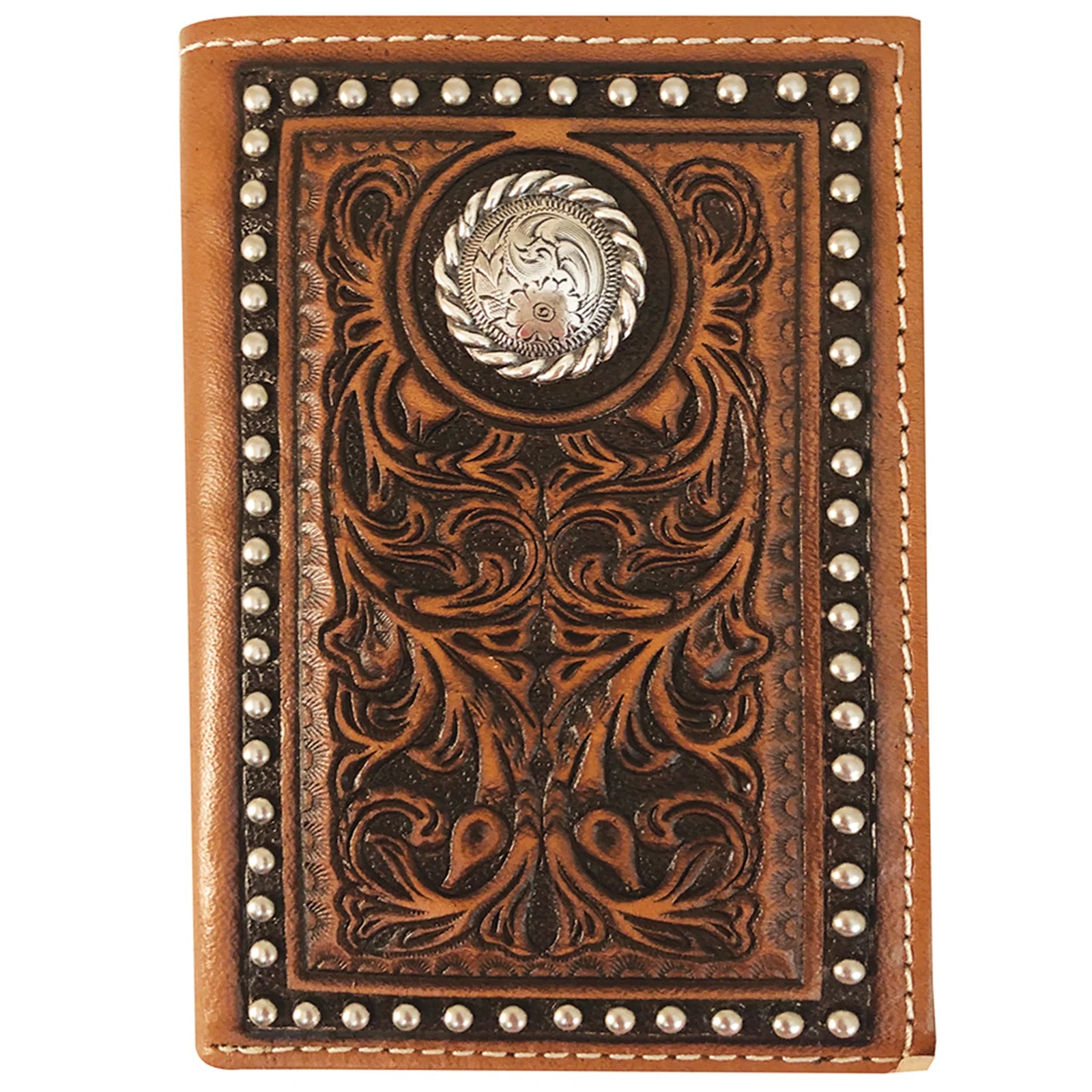 Roper Wallet - Tri-Fold Tooled Yoke Brown