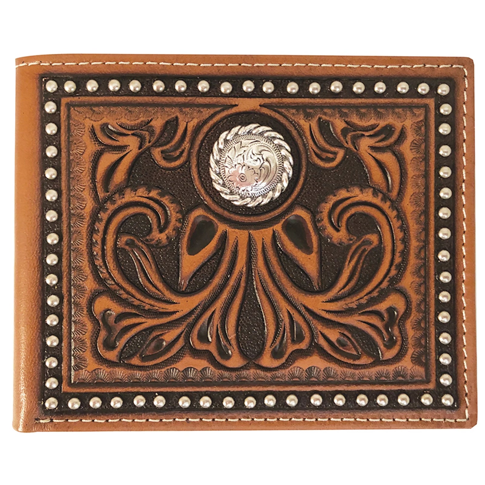 Roper Wallet - Bi-Fold Tooled Yoke Brown