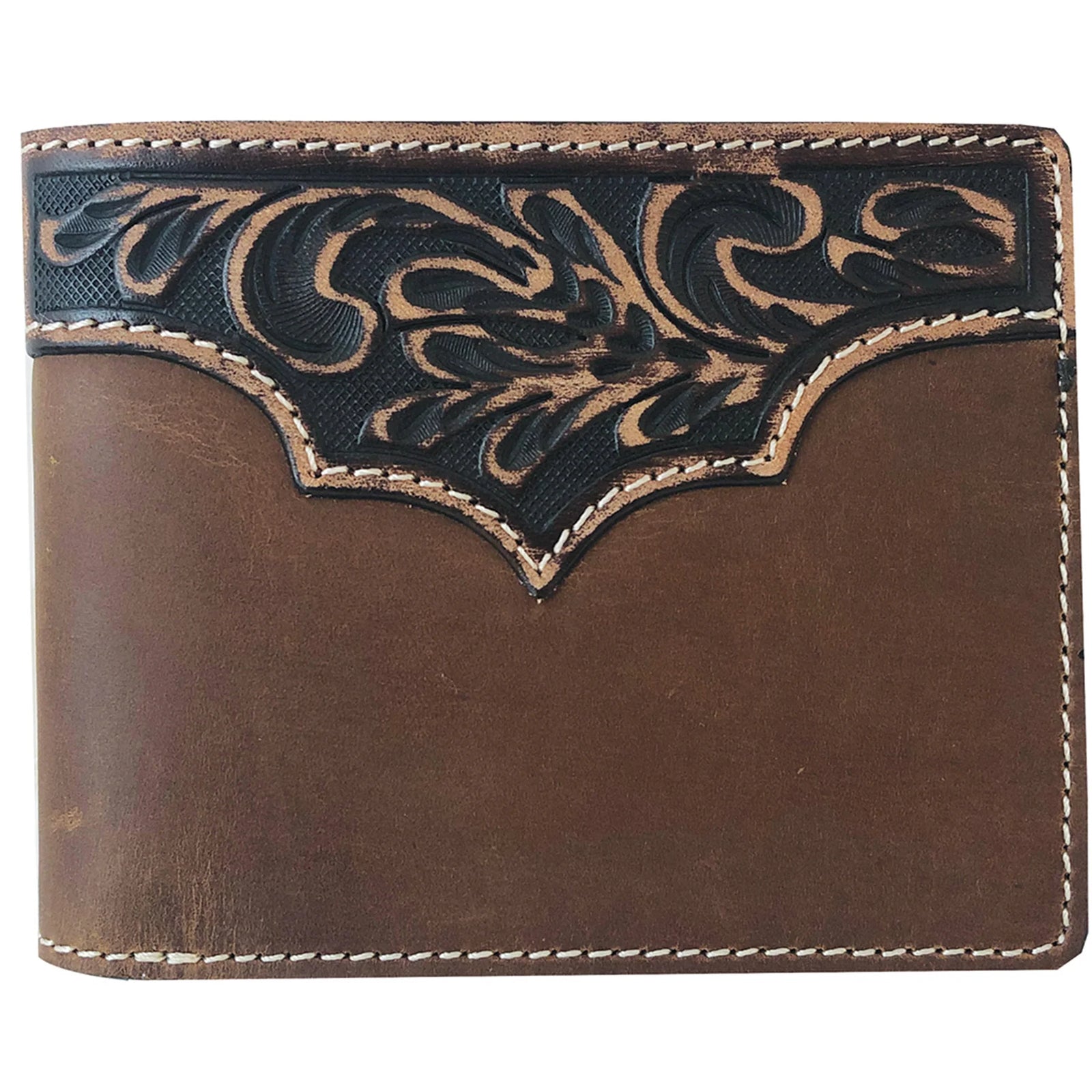 Roper Wallet - Bi-Fold Tooled Yoke Brown
