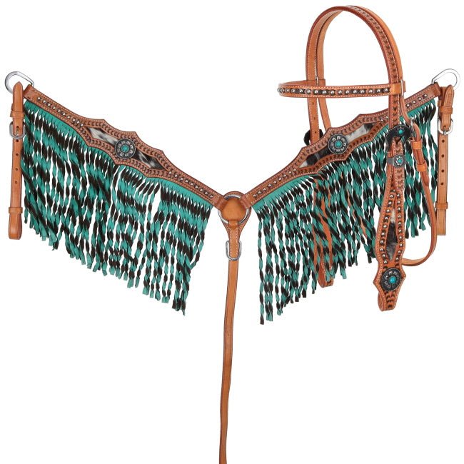Showman Wrangler Twist Browband Bridle and Breastplate Set