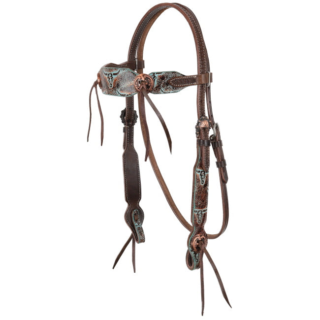 Showman Weathered Steer Twist Bridle and Breastplate Set