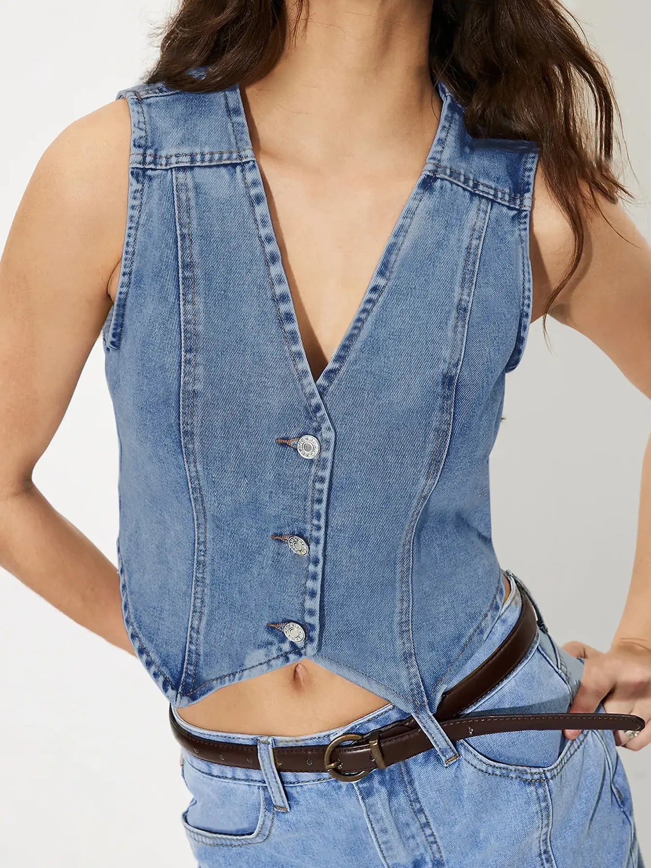 Womens V Neck Denim Tank Top