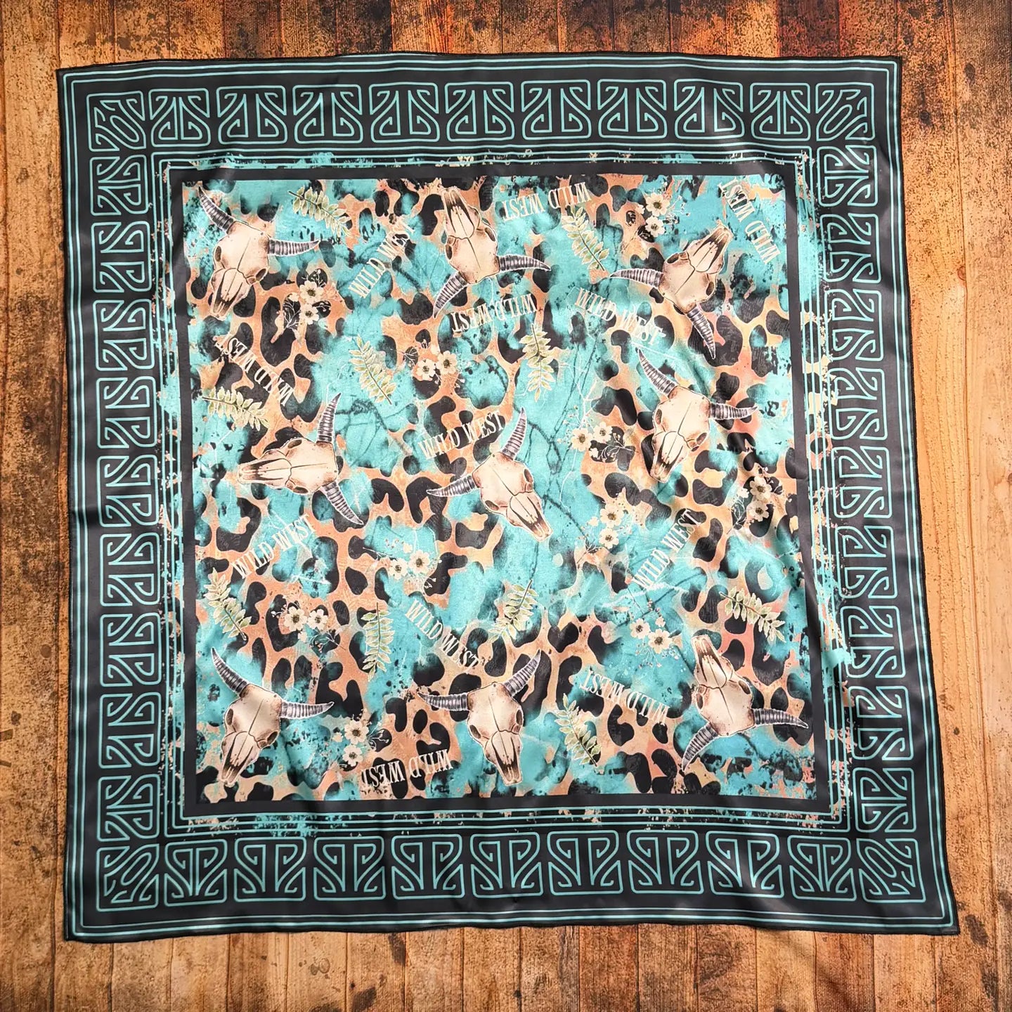Western Longhonr Print Silk Scarf
