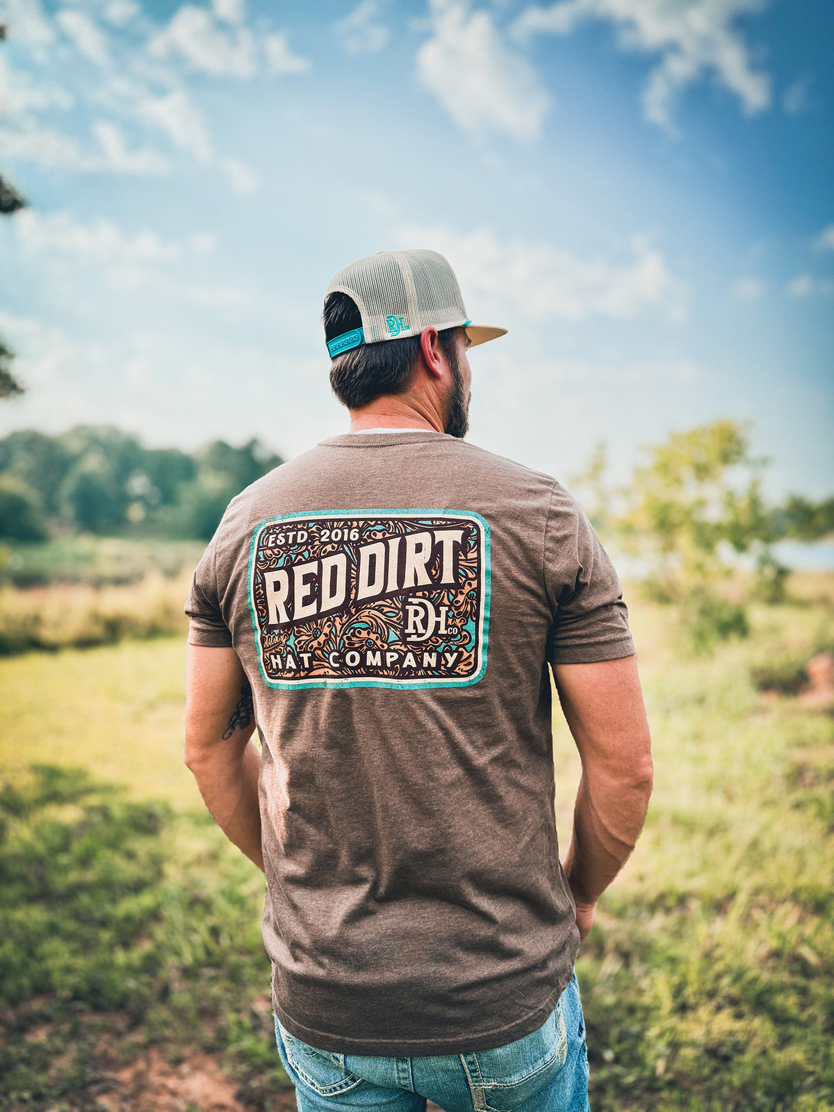 Red Dirt Hat Co - T Shirt - Tooled Leather