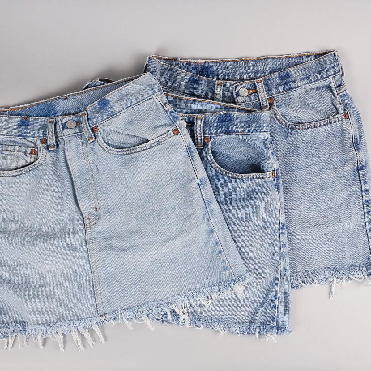 Mid Rise Upcycled Denim Mini Skirt