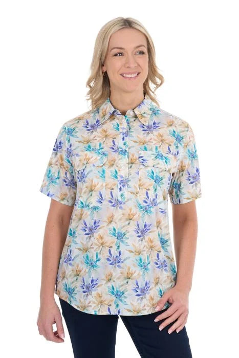 Hard Slog Wms Meadow 1/2 Plkt SS Shirt