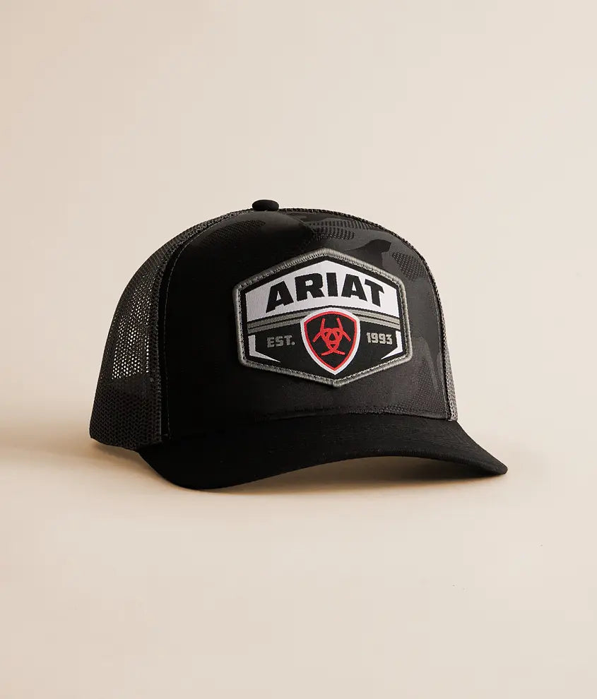 Ariat Camo Patch Trucker Cap Black