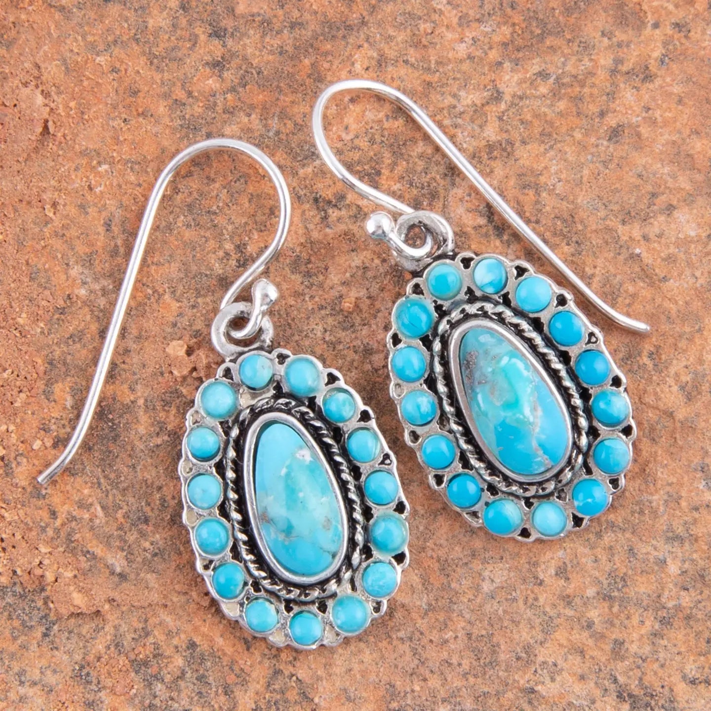Little Sedona Blue Turquoise and Silver Drop Earrings | Giftware - Jewellery | Saddleworld Ipswich