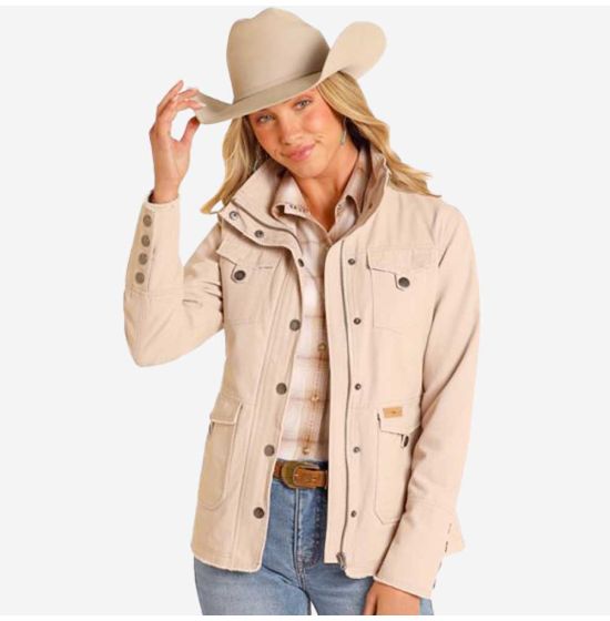 Panhandle Powder River Beige Canvas Jacket - Winter Black Friday Sale