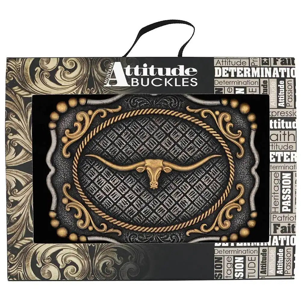 Attitude Belt Buckle - Framed Longhorn