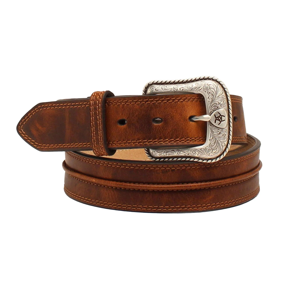 Ariat Mns Raised Center Belt 1.5in Medium Brown