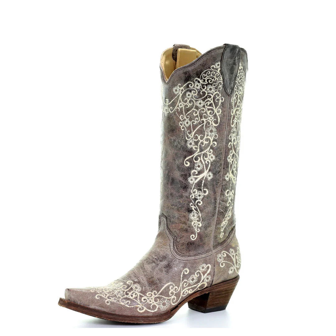Corral Brown Crater Bone Embroidered Womens Western Boots