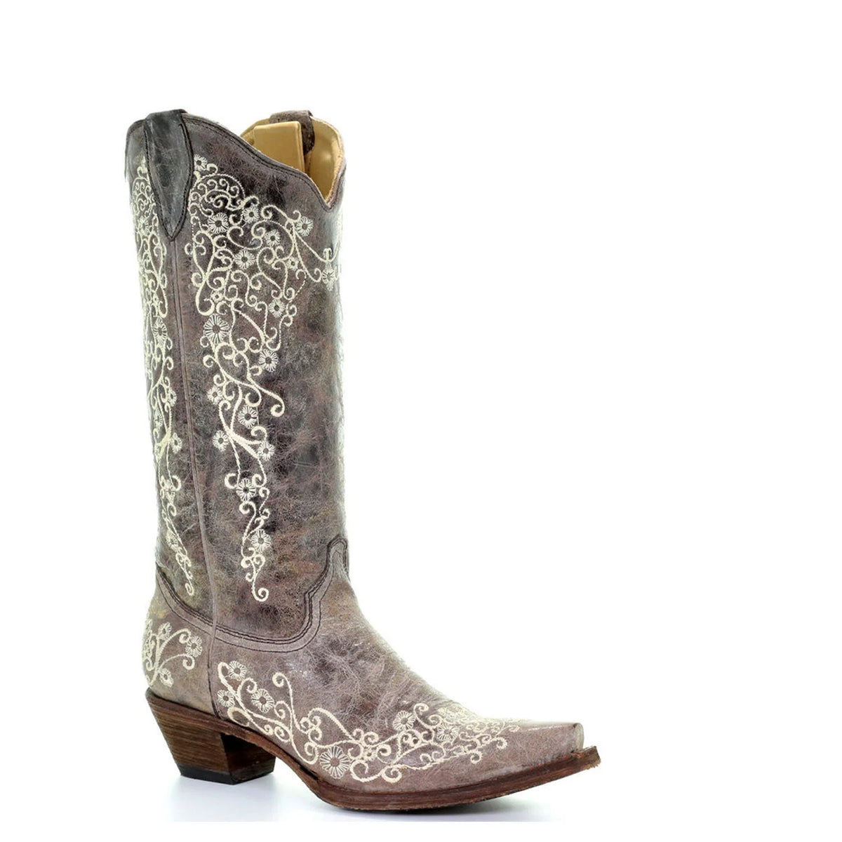 Corral Brown Crater Bone Embroidered Womens Western Boots