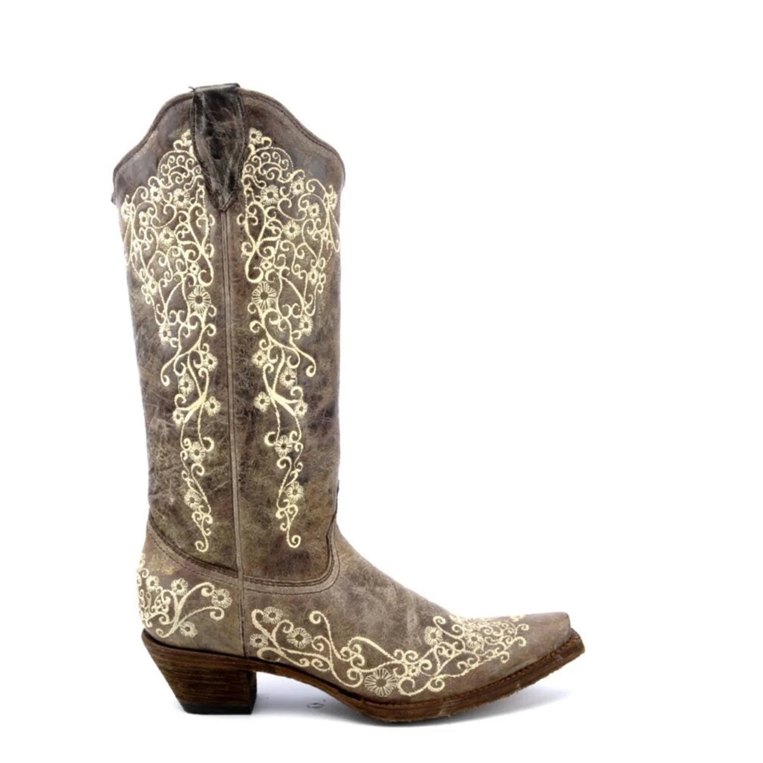 Corral Brown Crater Bone Embroidered Womens Western Boots