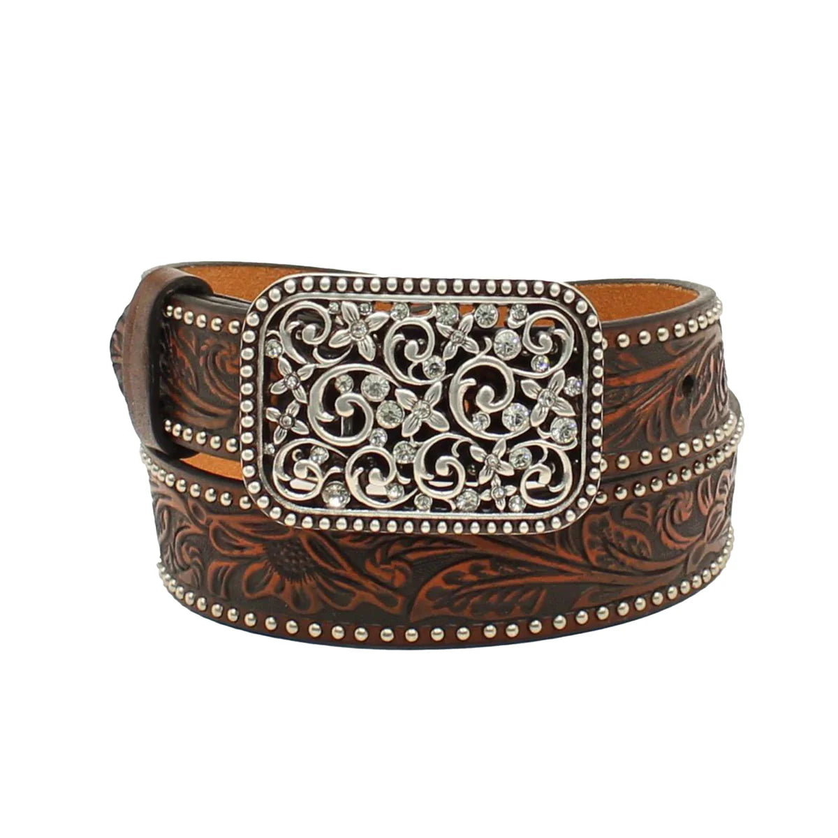 Ariat Gls Floral Embossed Belt 1.25n Brown