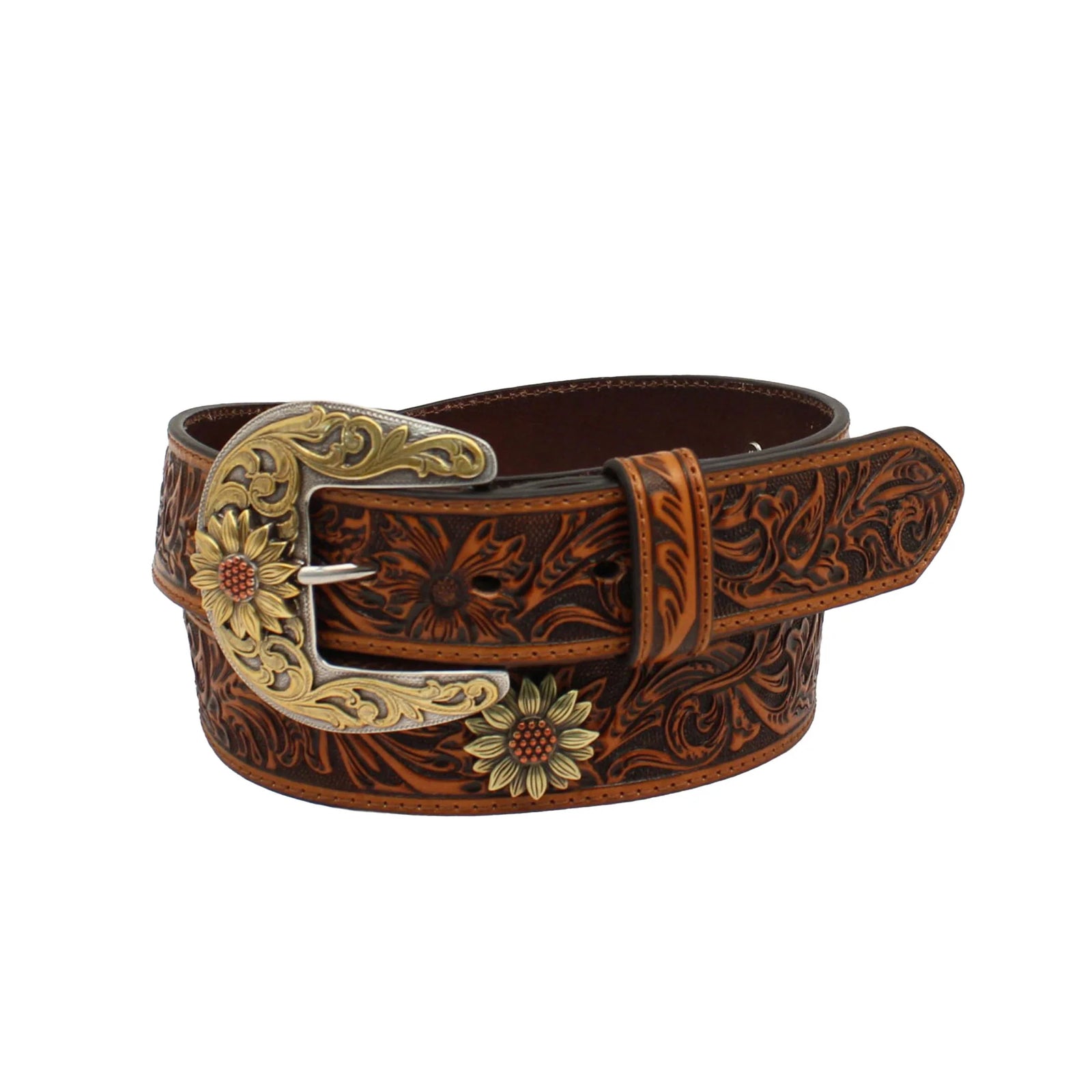 Ariat Wms Floral Tooled Belt 1.5in Brown