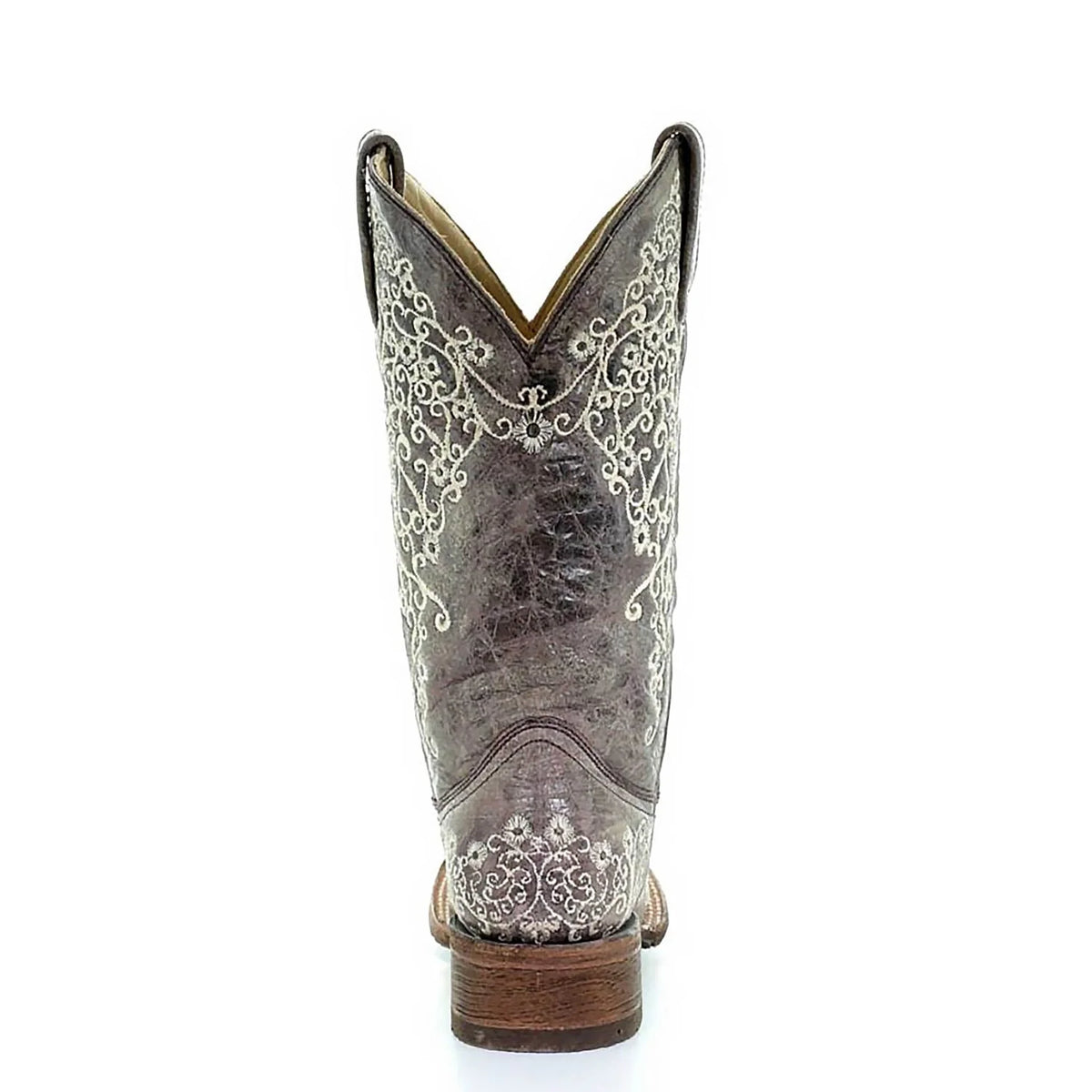 Corral Ladies Brown Crater Bone Embroidered Square Toe Boots
