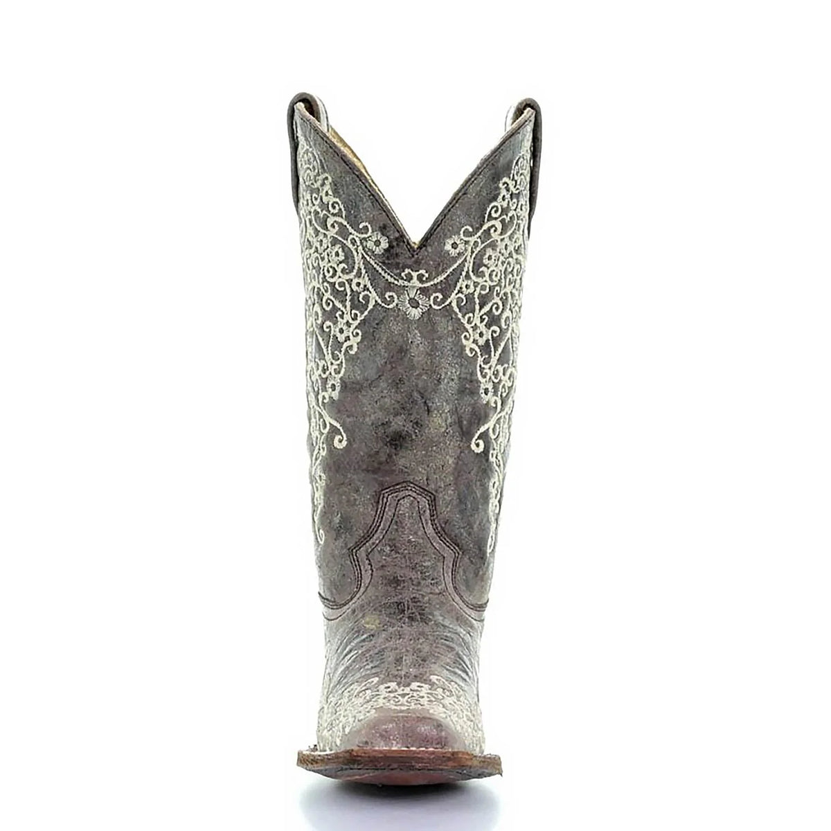 Corral Ladies Brown Crater Bone Embroidered Square Toe Boots