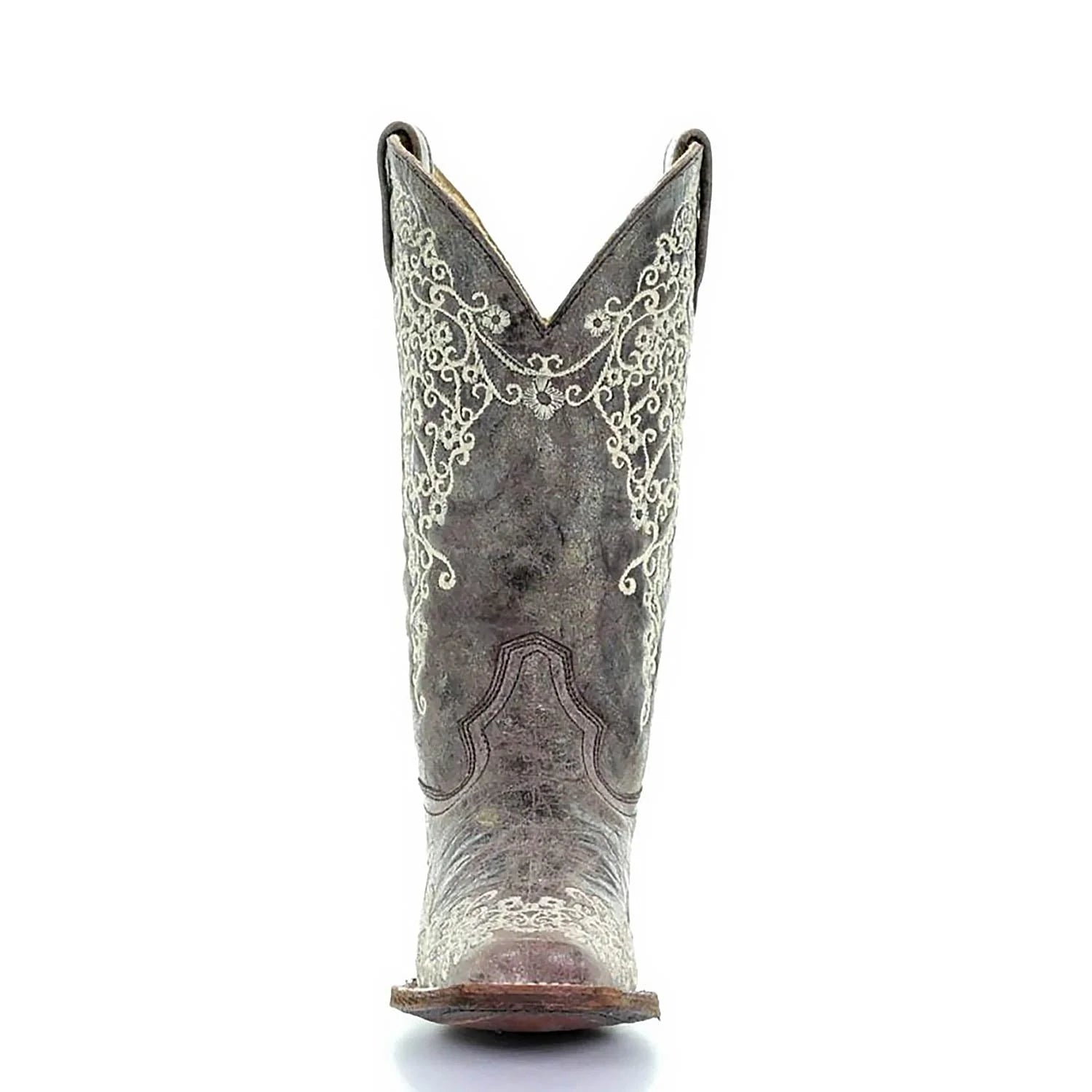 Corral Ladies Brown Crater Bone Embroidered Square Toe Boots