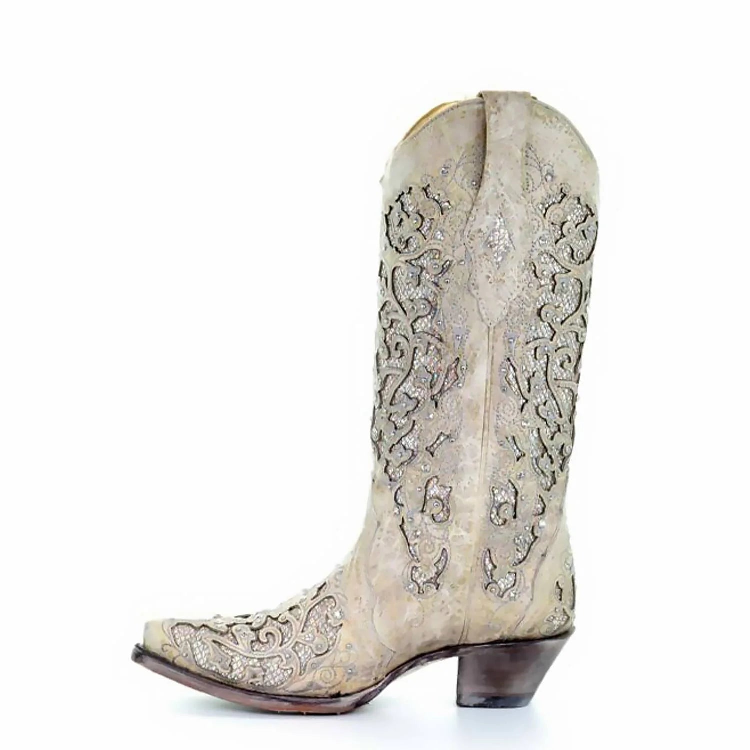 Corral Womens Boots Martina White White Glitter Inlay and Crystals