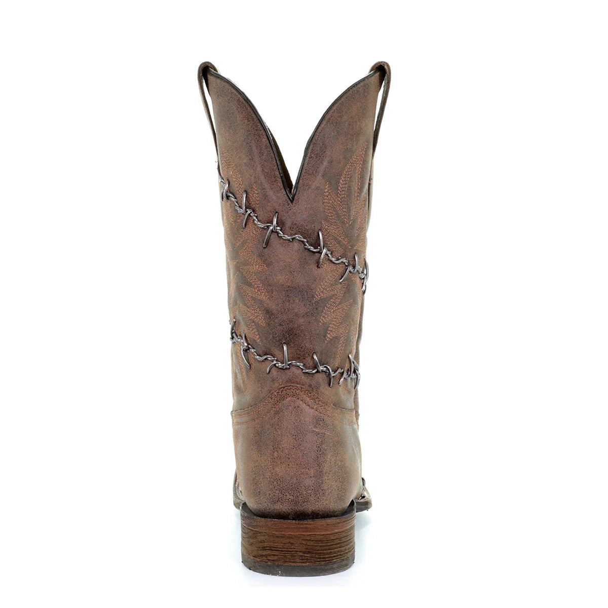 Corral Mens Brown Woven Barbed Wire Design Square Toe Boots
