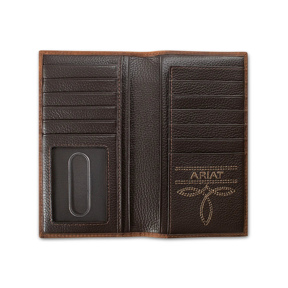 Ariat Mns Overlay Embossed Rodeo Wallet Medium Brown | Giftware - Wallet | Saddleworld Ipswich