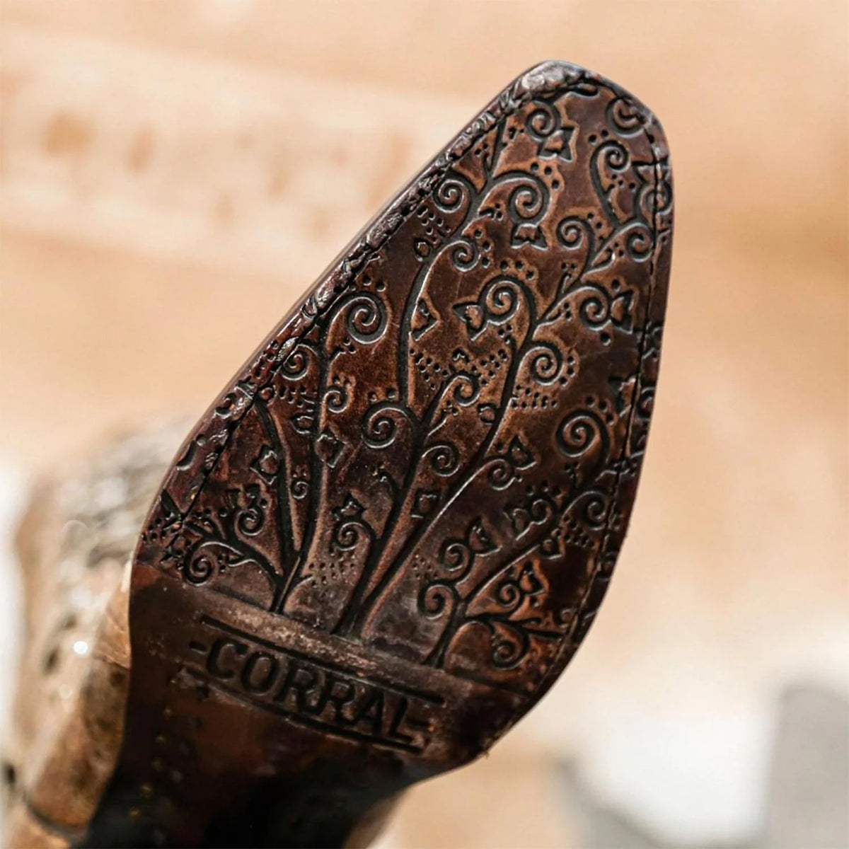 Corral Womens Black Glitter Inlay Floral Overlay with Crystals and Studs Snip Toe Boot Brown Cowboy