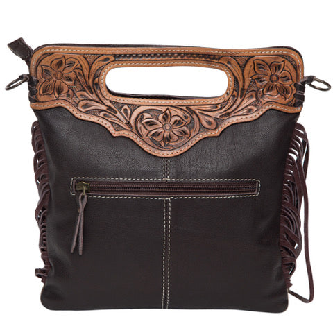 The Design Edge Cali Fringe Tooling Leather Sling Cowhide Bag