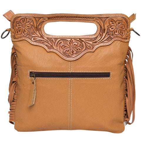 The Design Edge Cali Fringe Tooling Leather Sling Cowhide Bag